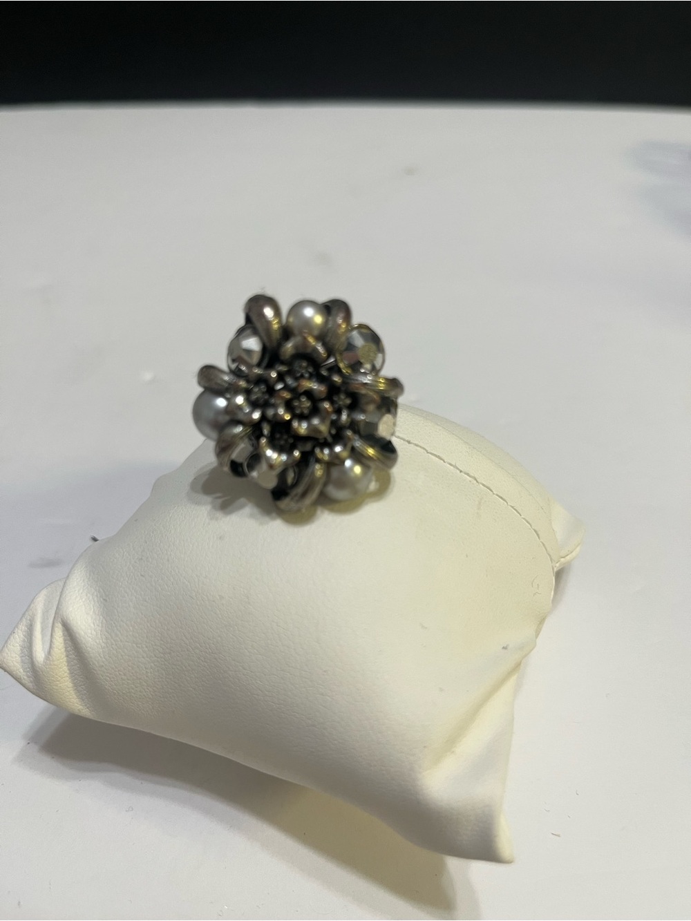Silver Vintage Floral Statement Ring - Women Jewelry